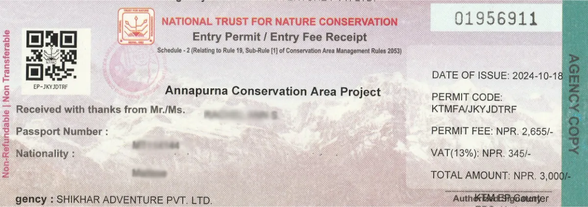 Annapurna Conservation Area Project(ACAP) Permit