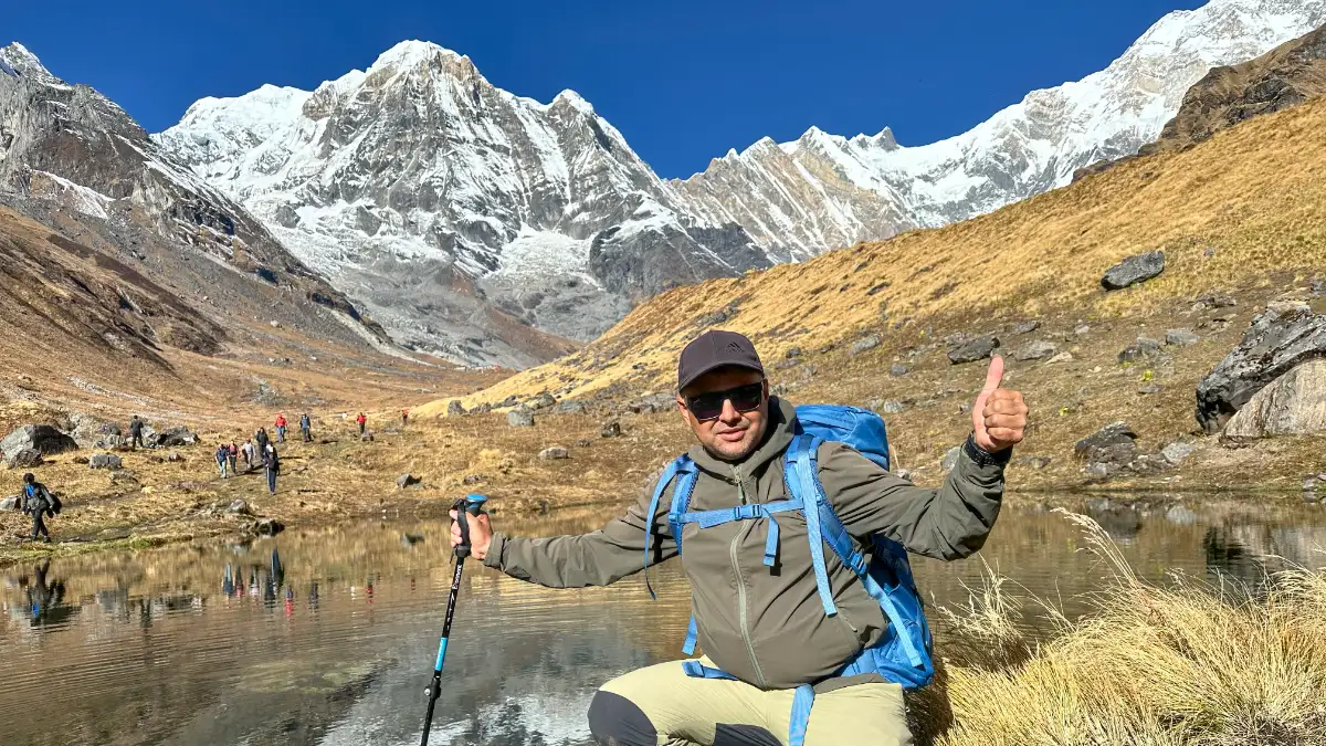 Trekkers approaching Annapurna Base Camp