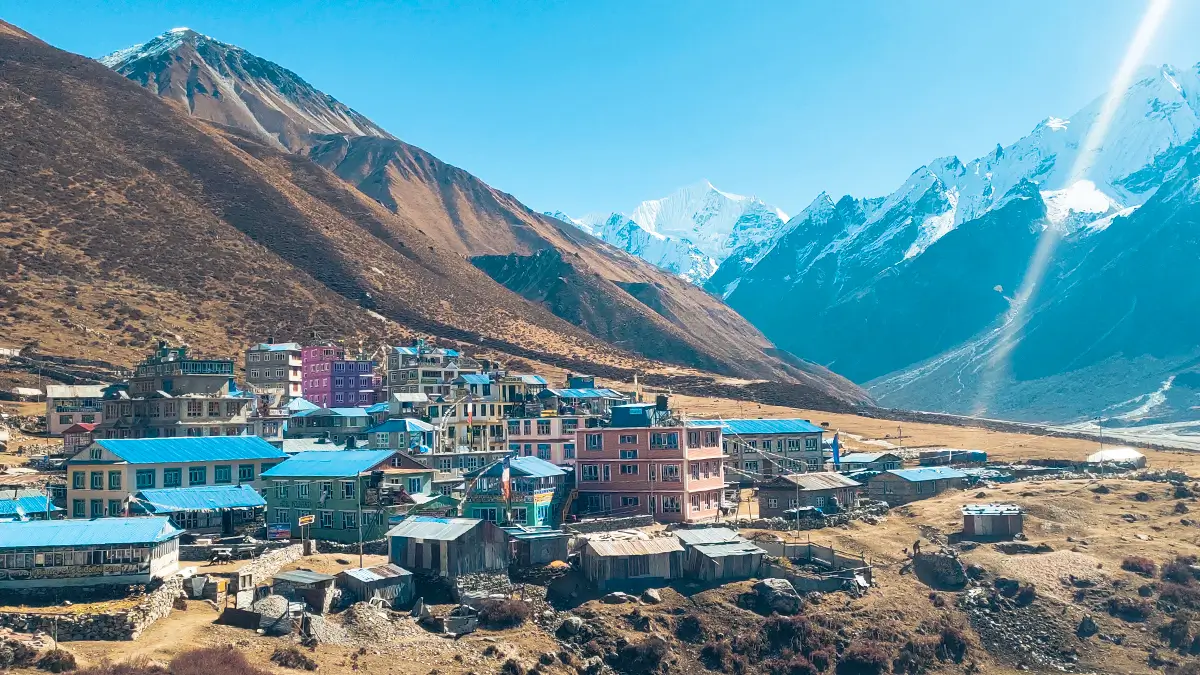 Langtang Valley with Langtang Lirung Himal on the background
