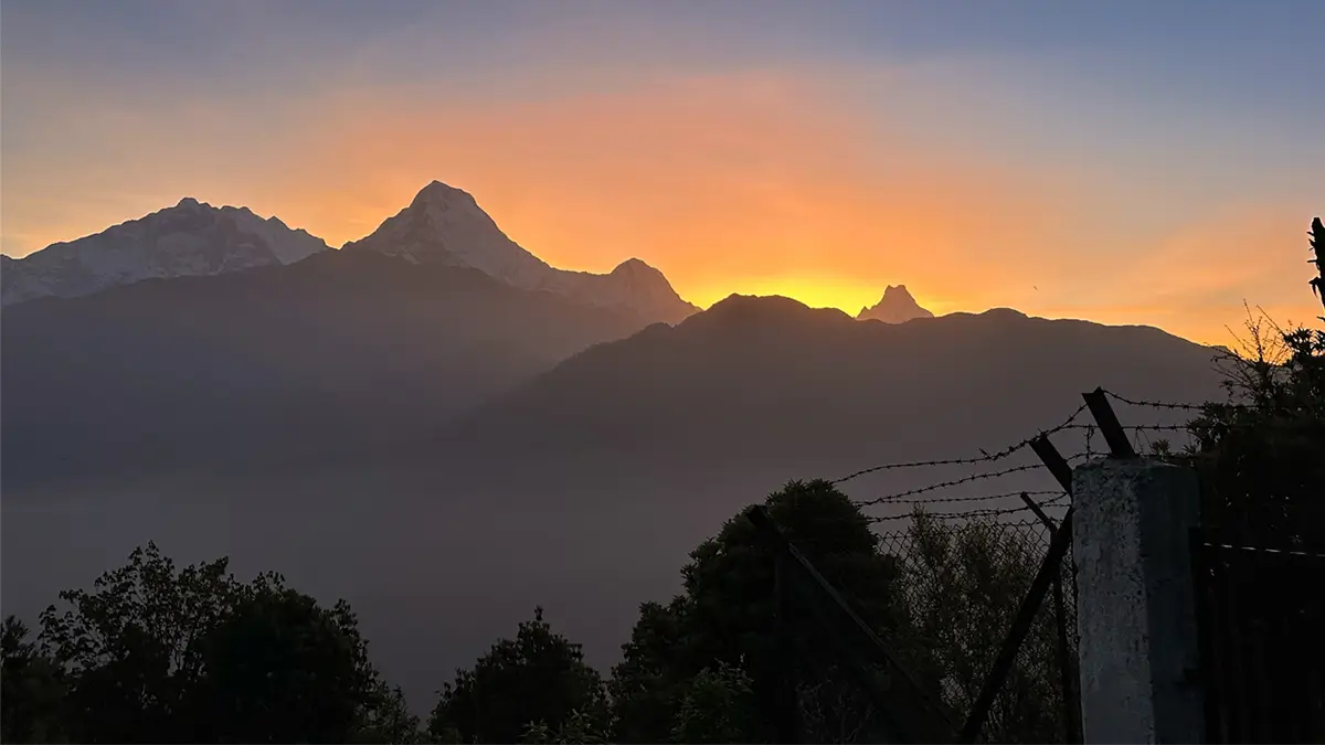Sunrise behind the Fishtail on Poonhill Trek