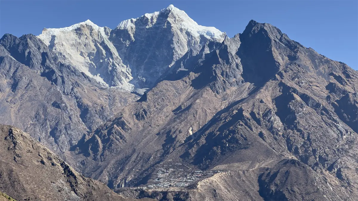 Trekking through Phortse village in the Everest region, Nepal
