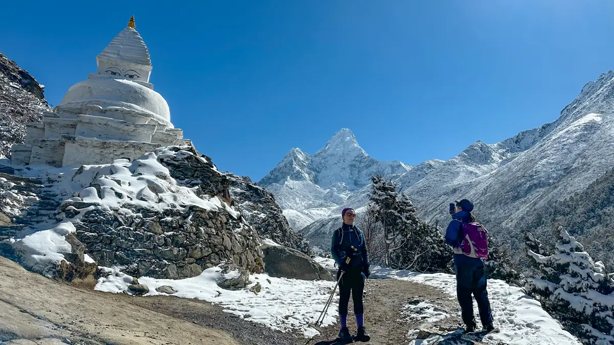 Everest Base Camp Trail Covered in Snow During Winter