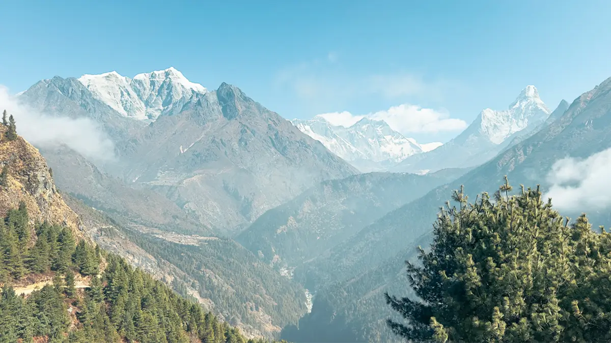 Mount Everest and surrounding peaks from Namche