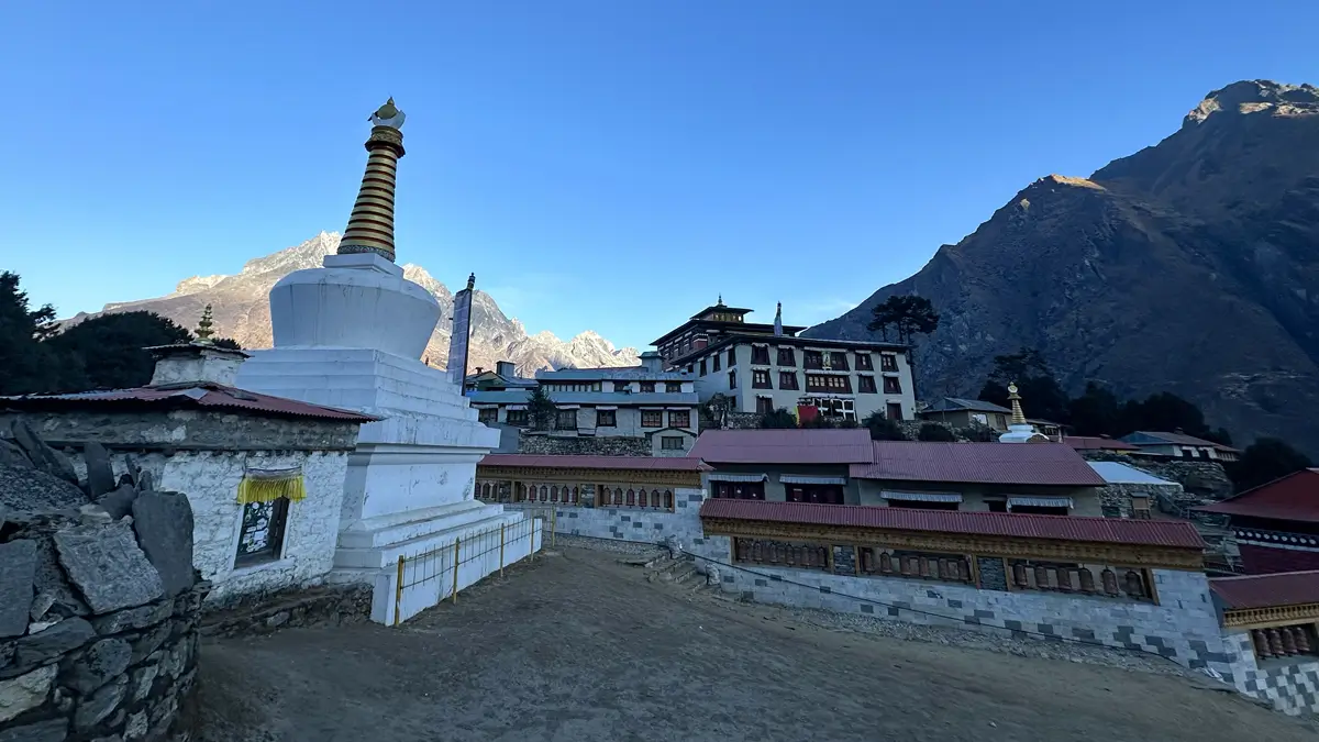 Historic Tengboche Monastery with Himalayan peaks in the background, Everest region, Nepal.