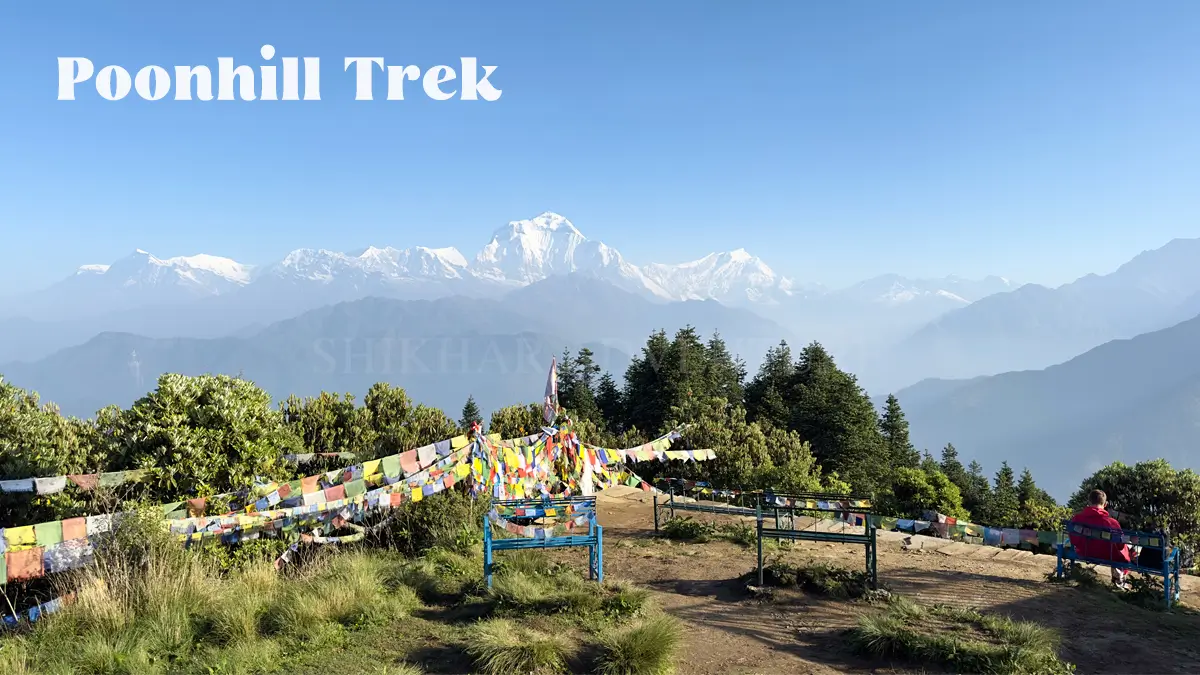 Majestic view of Dhaulagiri and Annapurna mountain ranges from Poon Hill viewpoint in Nepal.