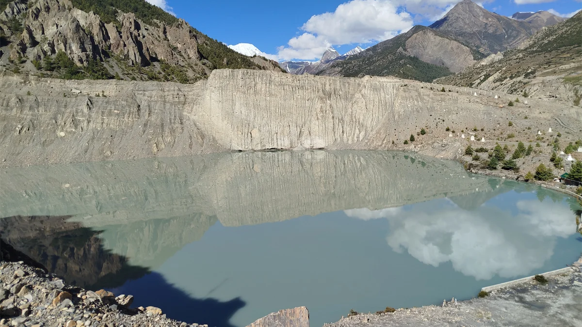 Gangapurna Lake near Manang village on Annapurna Circuit trek high altitude glacial lake