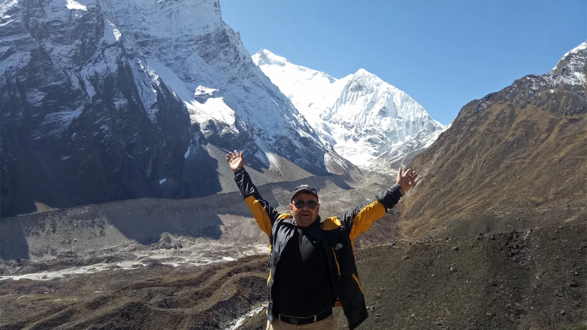 Trekking from Dharamshala to Larkya Pass on Manaslu Circuit high altitude camp before pass crossing