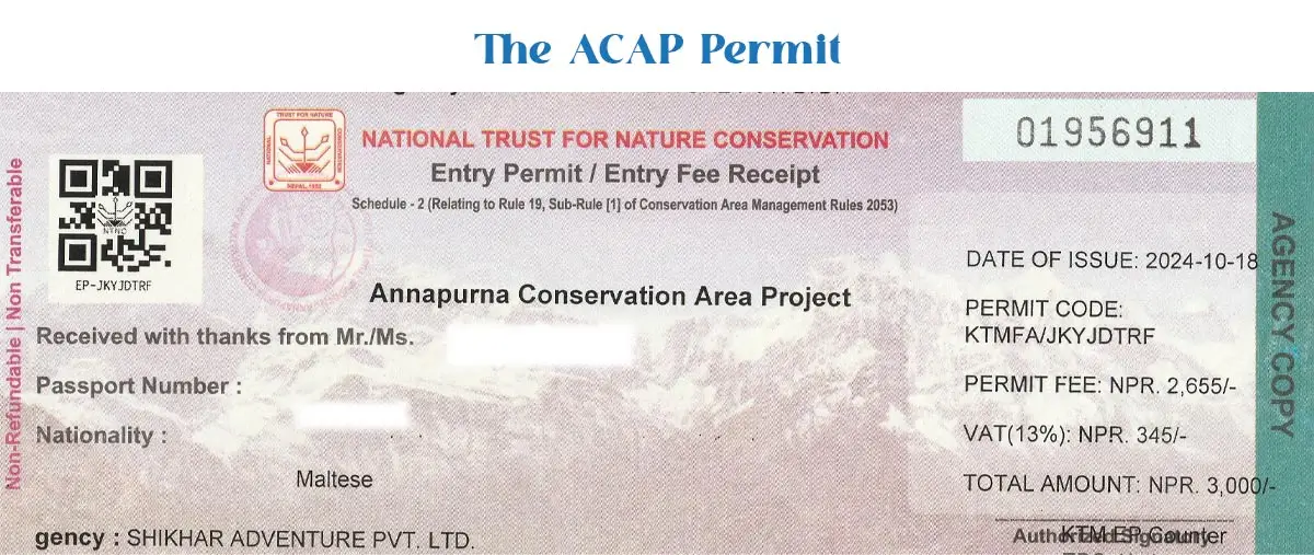 The Annapurna Conservation Area Project Permit