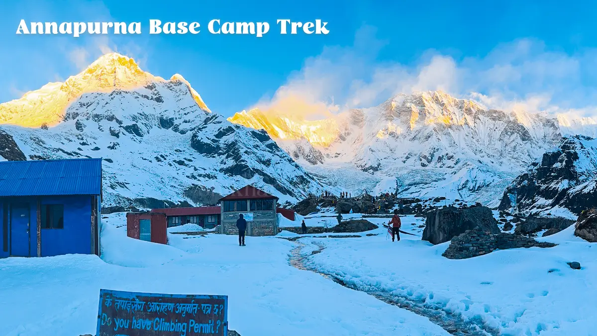 Annapurna Base Camp covered in snow in winter