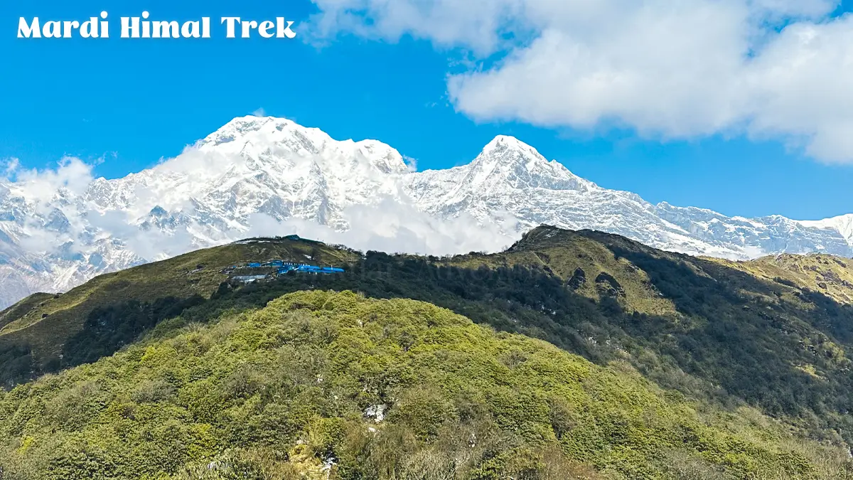 View of Annapurna covered in snow during Mardi Himal Trek