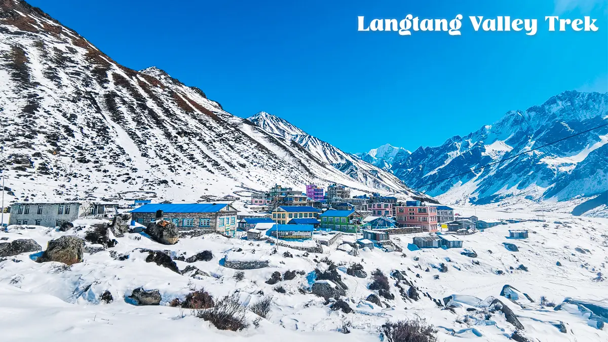 Langtang Valley covered in snow during winter