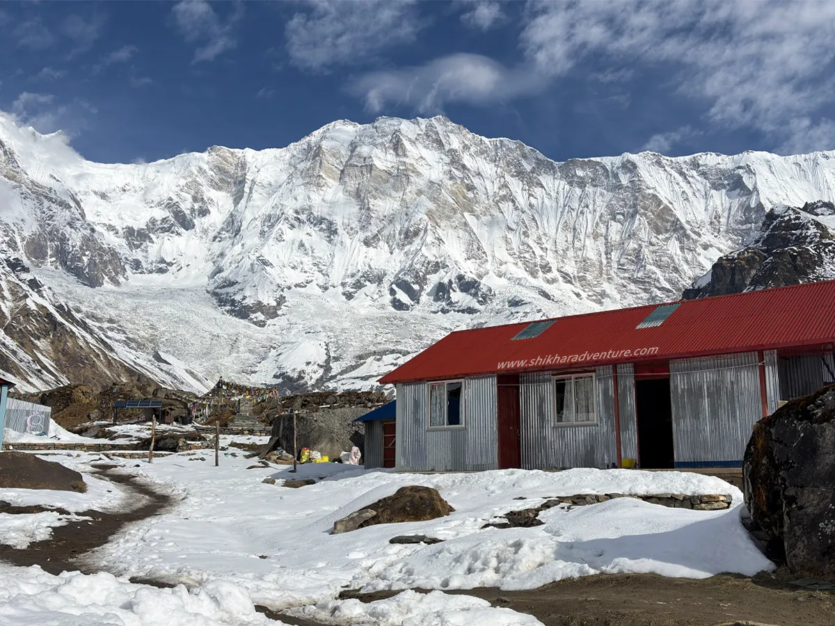 Trekkers approaching Annapurna Base Camp