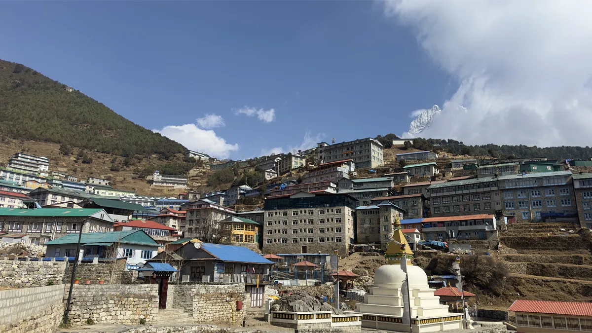Teahouses and lodges of Namche Bazaar at 3,440m, Khumbu, Nepal