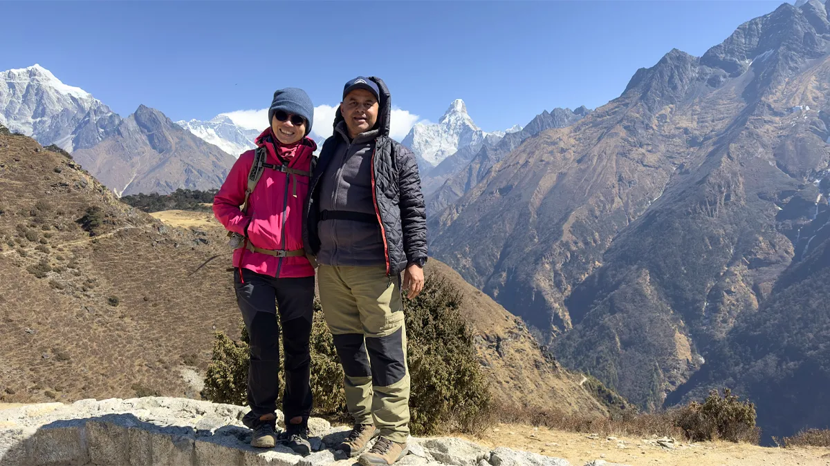 Exploring the surroundings of Namche Bazaar with guest named Panny.