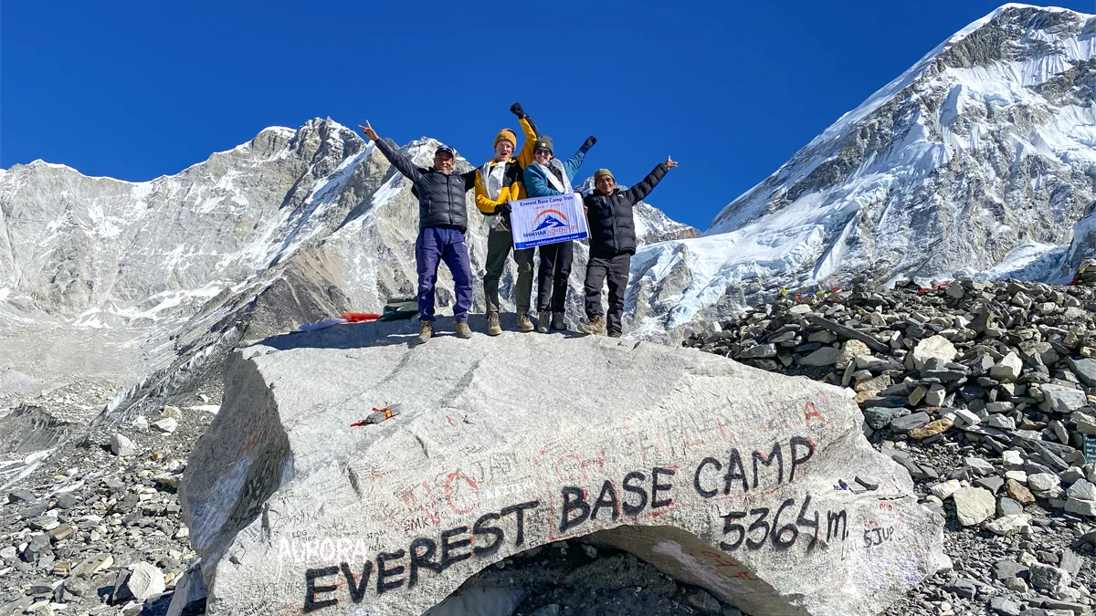 Trekkers at Everest Base Camp