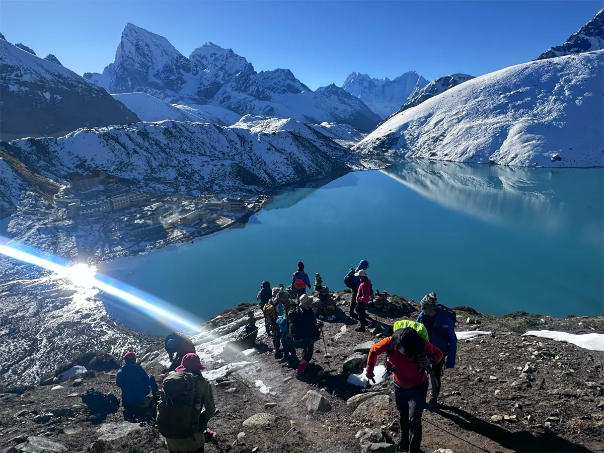 Turquoise Gokyo Lakes in Sagarmatha National Park