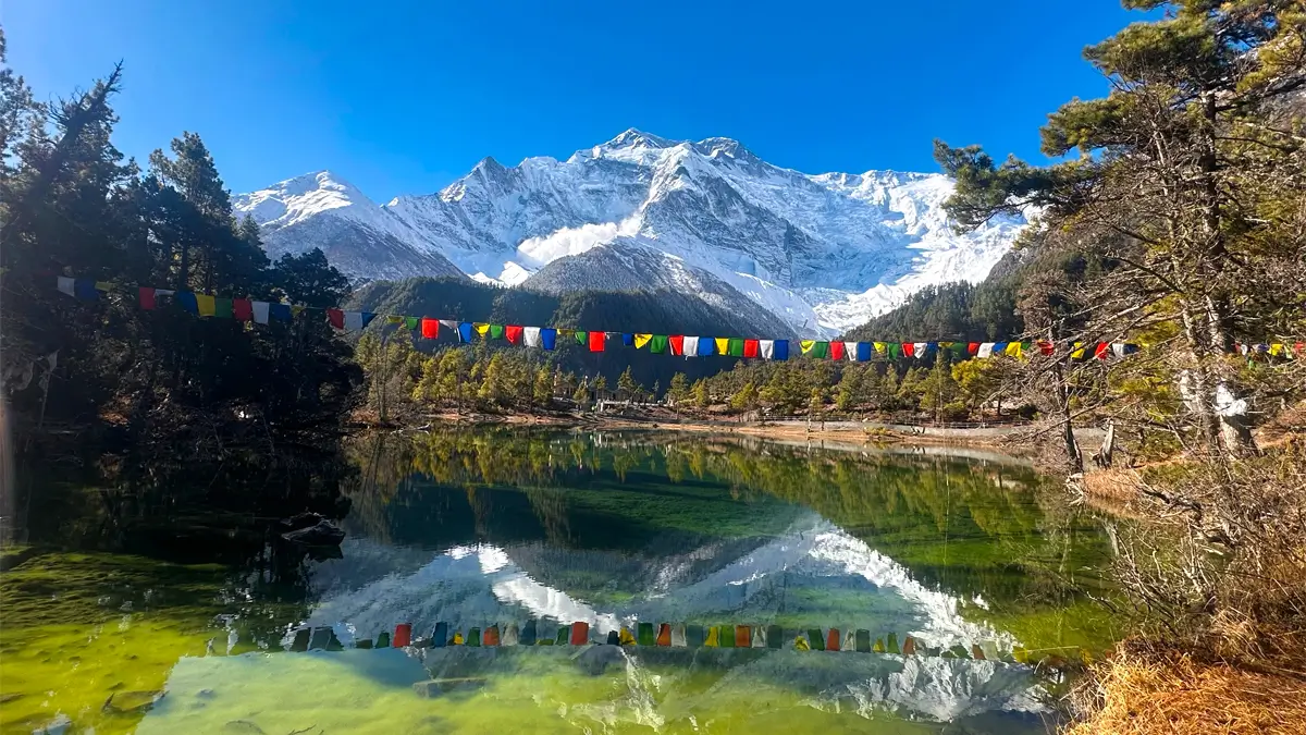 Blue Lake near Manang during the Annapurna Circuit Trek