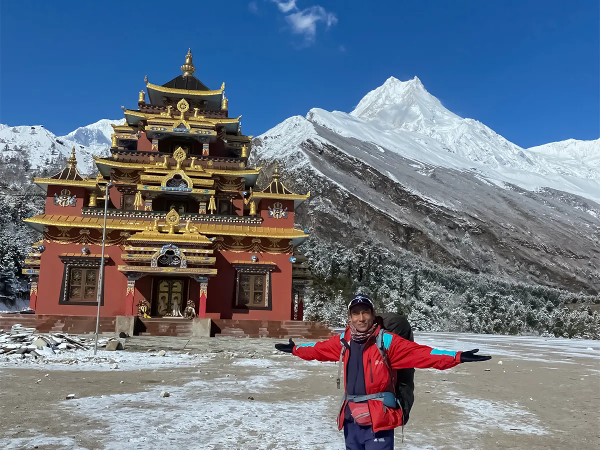 Mount Manaslu view from Shyala village